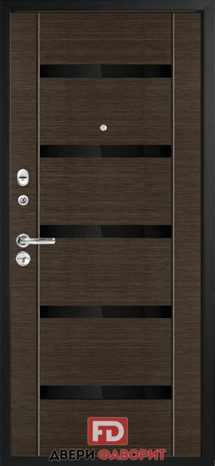 дверь железная с терморазрывом отделана темно коричневым экошпоном